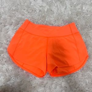 Highlight Orange MR Speed Up 4’ Lululemon Short